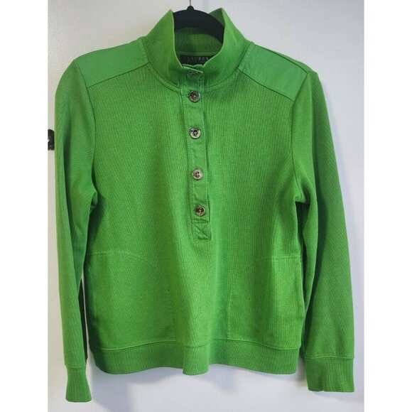Lauren Ralph Lauren Green Sweater with Gold Buttons - Picture 2 of 5